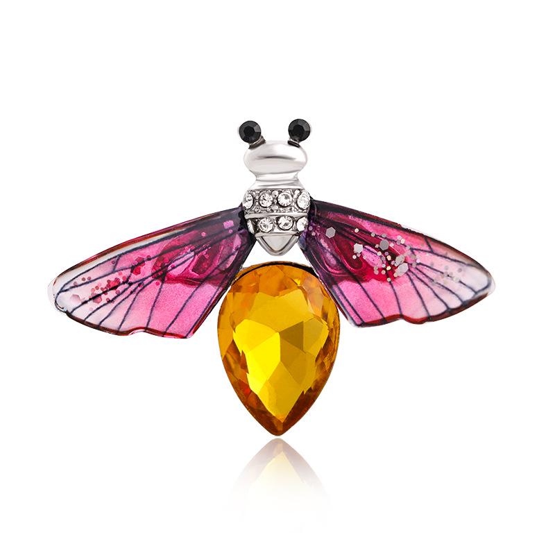 European-American Retro Dragonfly & Bee Rhinestone Brooch Pin