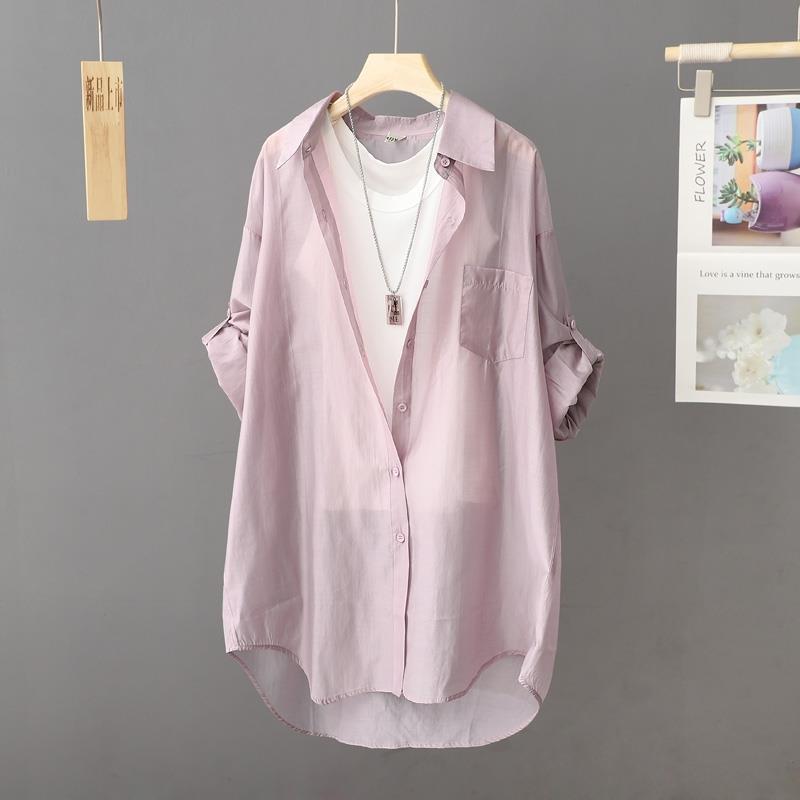 

Тонкий сонцезахисний одяг для жінок Літня сонцезахисна сорочка Універсальна сорочка Пальто дихаюче 3XL фіолетовий