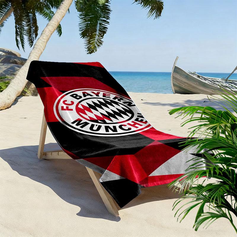 FC Bayern Munchen Print Beach Towel, Large Soft Quick Dry Towel for Beach Camping Swimming
