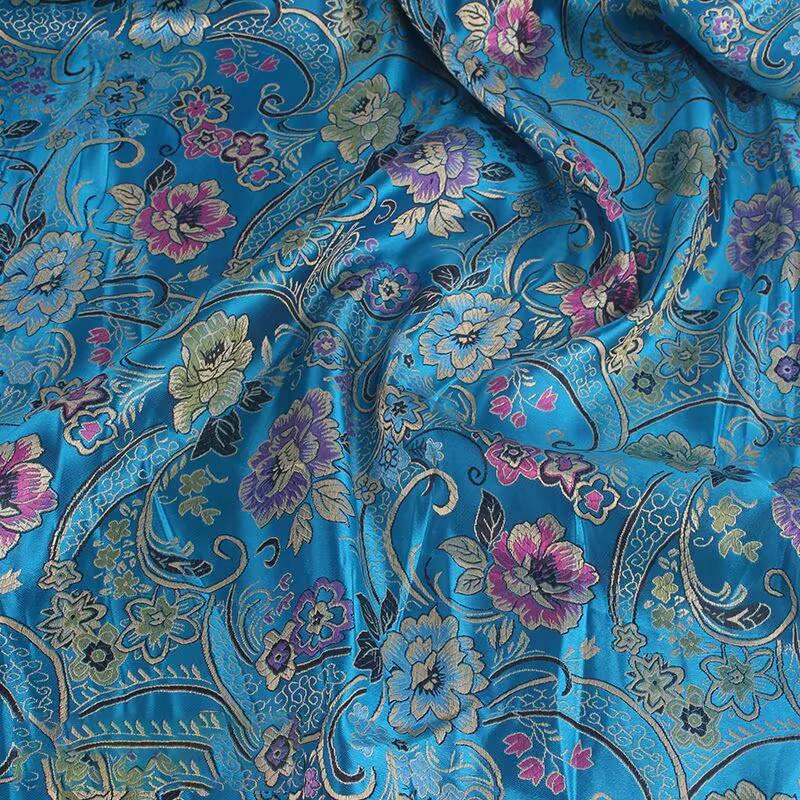 Jacquard Brocade Fabric By Meters for Cheongsam Dress Clothes Bag Pillowcase Diy Sewing Smooth Soft Flower Needlework Cloth Red