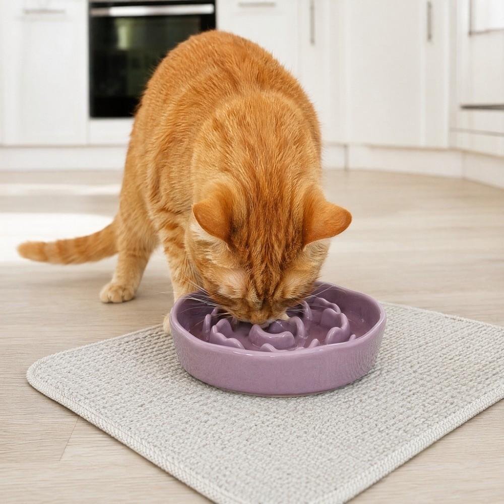 Ceramic Pet Drinking Eating Feeder Anti Tipping Cats Feeder Basin for Kitten/Puppy/Bunny