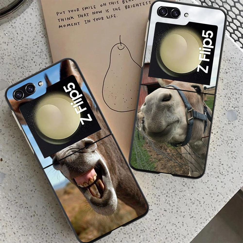 Funny Donkey Case For Samsung Galaxy Z Flip 7 6 5 4 3 Z Flip7 Flip6 Flip5 Flip4 5G Phone Cover Flip3 Folding Coque