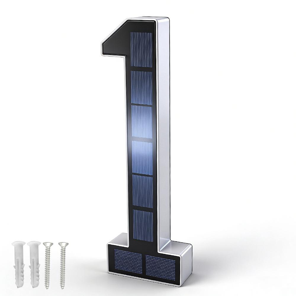 23CM Saulės energija varomi namo numerio žibintai Namo ženklas Šviesos jutiklis LED Adreso ženklas Saulės energijos namo numerio ženklas LED adreso numeris lauko reikmėms