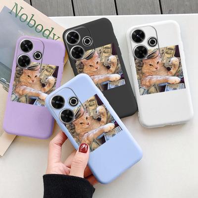 Capa de silicone macia de gato engraçado para Redmi Note 13 Pro 13C 14 Poco C65 Samsung A55 M35 S24 Xiaomi iPhone Huawei Honor 200 Realme 9 Capa de câmera à prova de choque