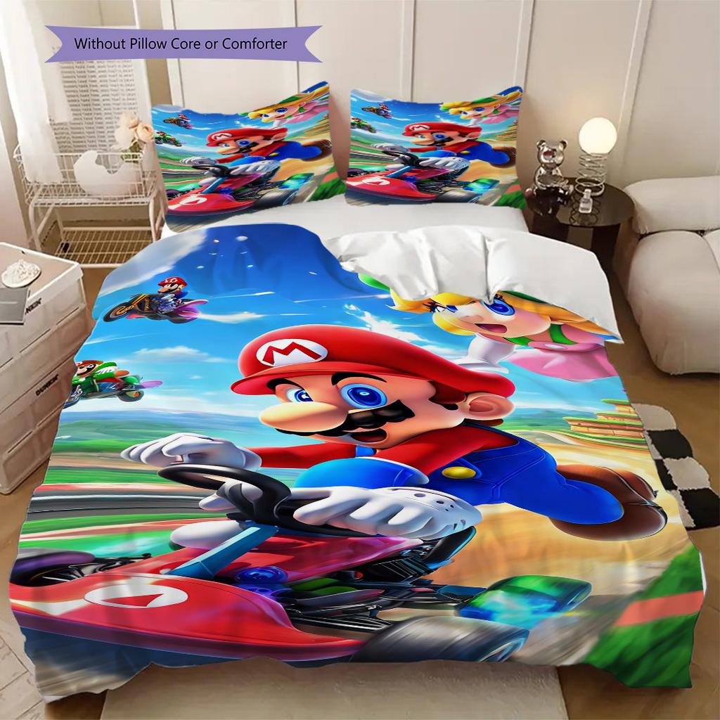 Super Mario Print Soft Comfortable Duvet Cover, Children's Bedding Set Gift, Various Sizes Available Machine Washable LXR96