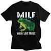 MILF Man I Love Frogs Tshirt for Men Short Sleeves Casual T Shirt Tshirt Slim Fit Pure Cotton Tee Valentines Day Gift
