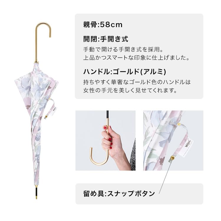 Flower Wall Pink Long Suitable for Rain or Floral Pastel Stylish and Perfect for Commuting to Work or Wpc. Umbrella, 58cm, Women's, Umbrella, Shine,