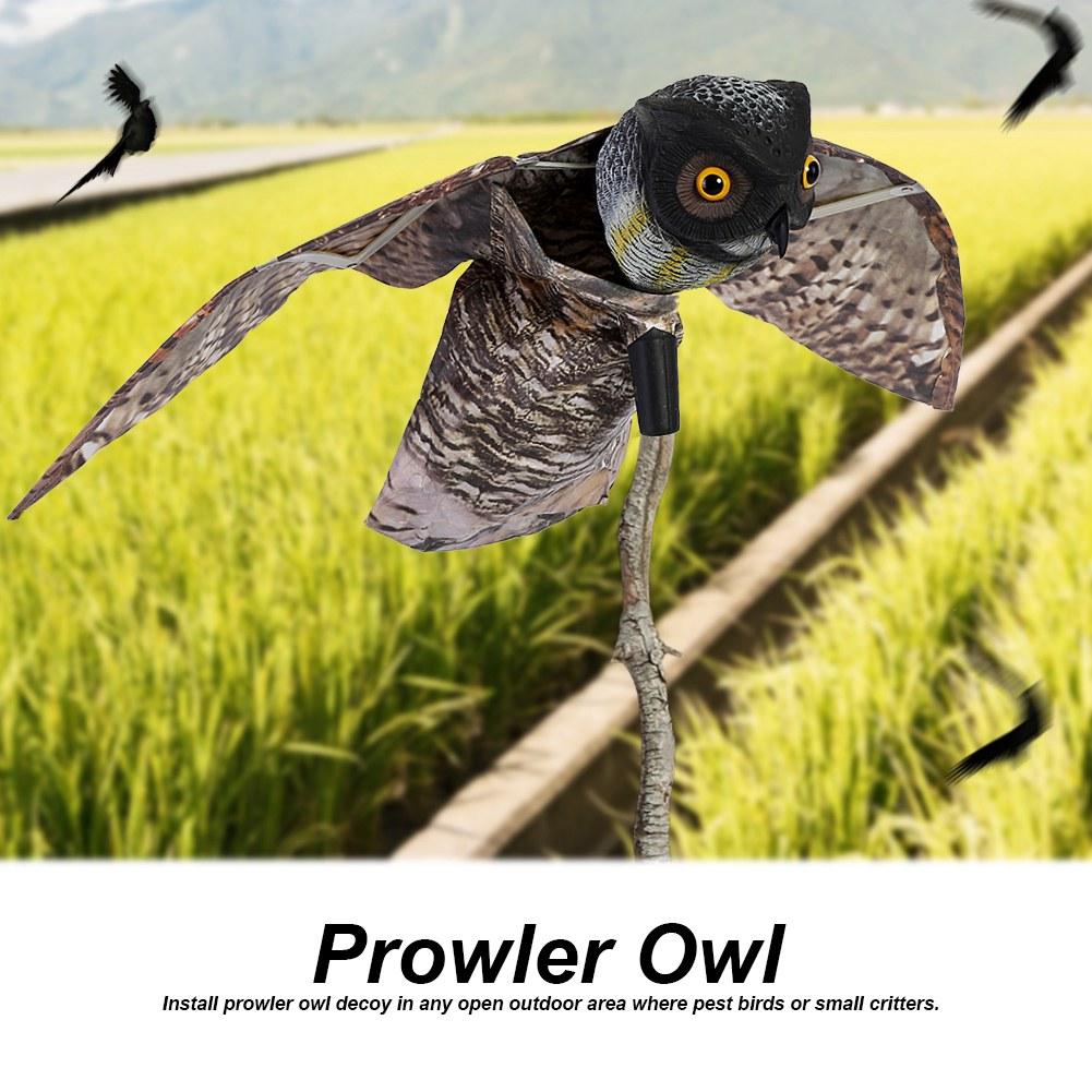 Prowler Eule mit beweglichem Flügel Garten Vogelscheuche Raubtier Attrappe Schädling