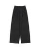 GNOK [Summer] Double-Pleated Elastic Waist Wide Slacks [Black]