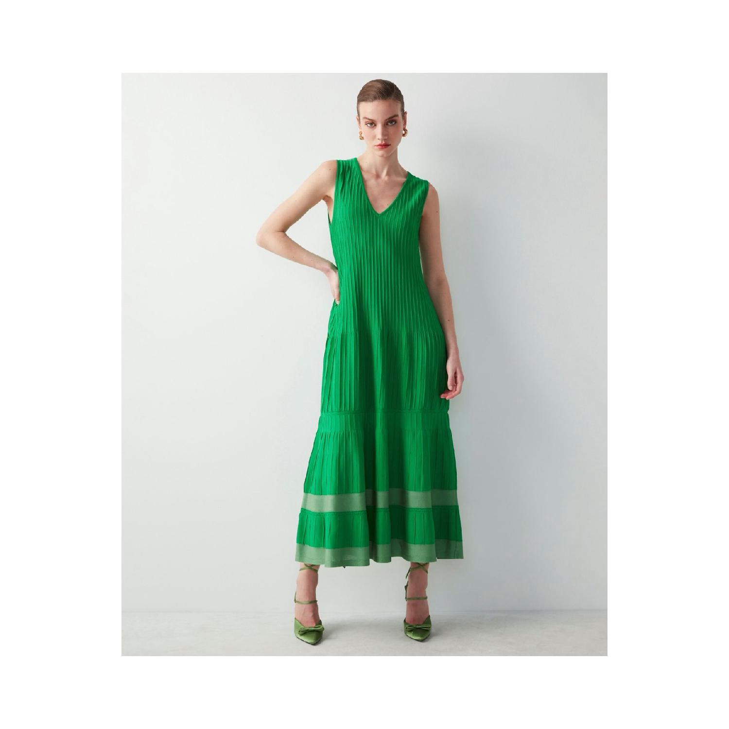 

Трикотажное платье миди с V-образным вырезом 34 зелёный