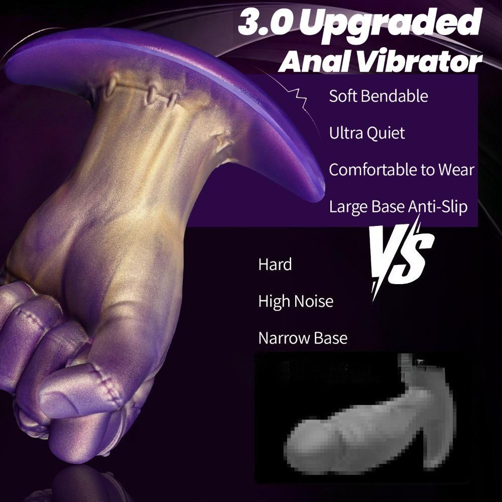 Alien Oversized Vibrating Anal Plug - Fist Shape Remote Control Silicone Toy, Large Butt Plug for Men, BDSM AV Adult Sex Toy
