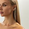 Elegant Long Fringe Ear Clips with Clip On Feature Pendant Earrings Suitable for Easy Wear Versatile Fashion Accessory