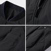 Men Cotton Coat Solid Color Stand Collar Long Sleeve Casual Baseball Style Coat with Pockets Winter Thickened Warm Outerwear