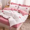 Set de lenjerie de pat Inimi Roz Stil Nordic Lenjerie de pat cu fețe de pernă Textile pentru casă Fete Husă de pilotă respirabilă King Queen Twin