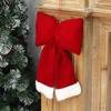 Flannel Christmas Bow Decoration Soft Touch Velvet Holiday Hanging Ornament for Xmas Tree Wreaths Gifts Party Fireplace Mantel