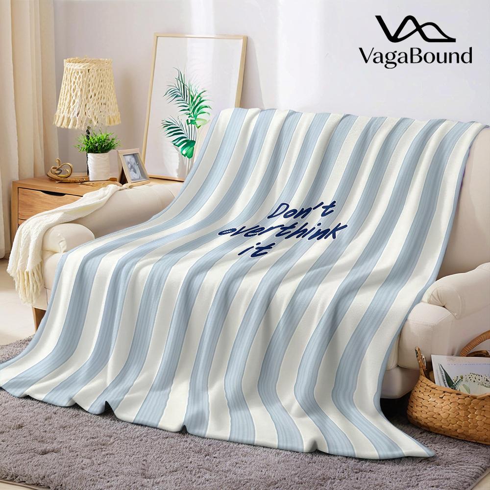 Coastal Stripes Mindfulness Flannel Blanket Warm Soft Halloween Christmas Couch Warm Cozy Decorative Decor Gift for All Season