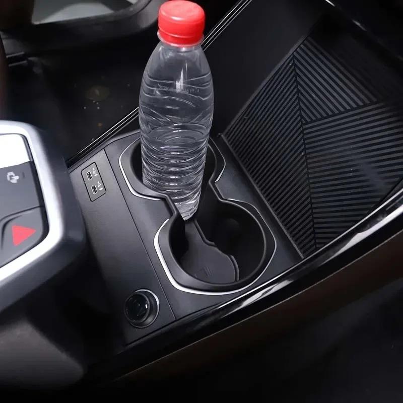 For BMW X1 U11 -2026 TPE Black Car Center Console Water Cup Holder Storage Box Trim Interior Car Accessories
