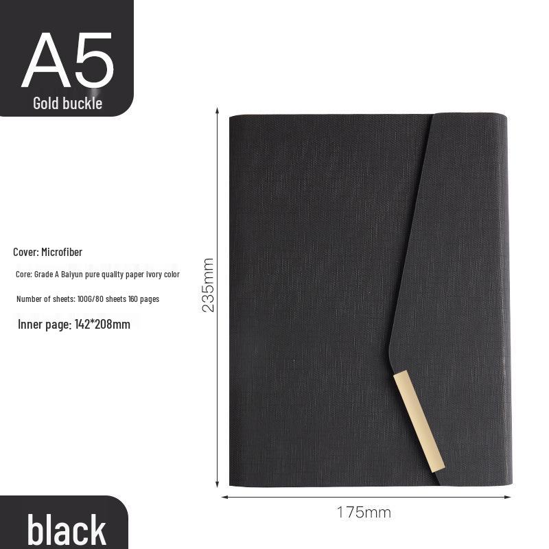 Embossed Logo A5 Trendy Simple Loose-Leaf Notebook чёрный
