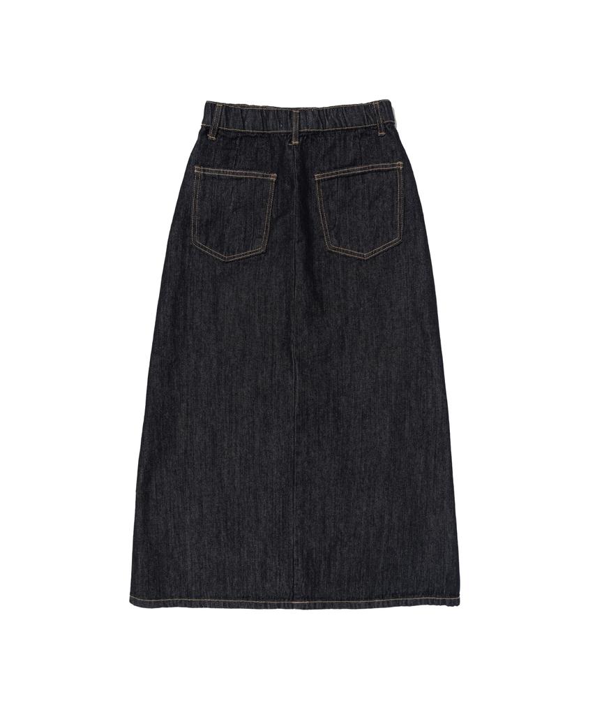ROIDESROIS Maxim Non-Faded Denim Long Skirt (Dark Blue)