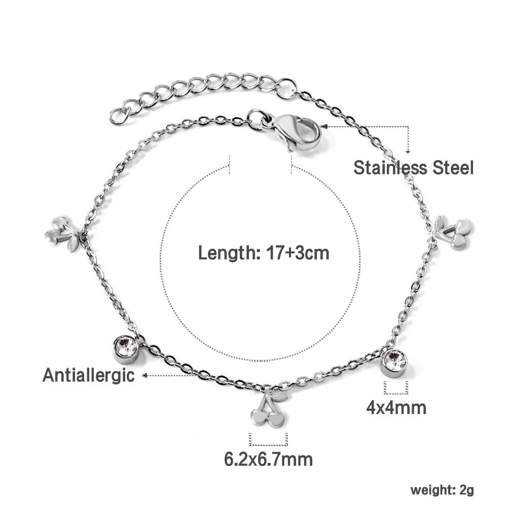 Bracelet Cute Sweet Butterfly Dragonfly Pendant with White Diamond Bracelet Stainless Steel Jewelry