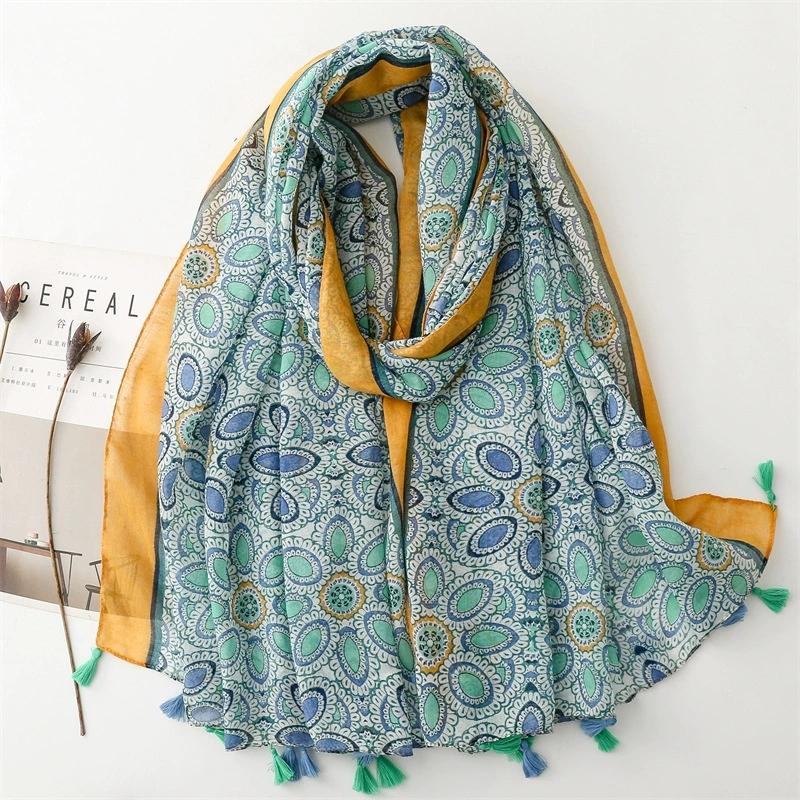 Bohemian Ethnic Style Sunscreen Scarf Beach Shawls Arabian Scarf Middle East Dubai Turkey Palestinian Hijab Scarves