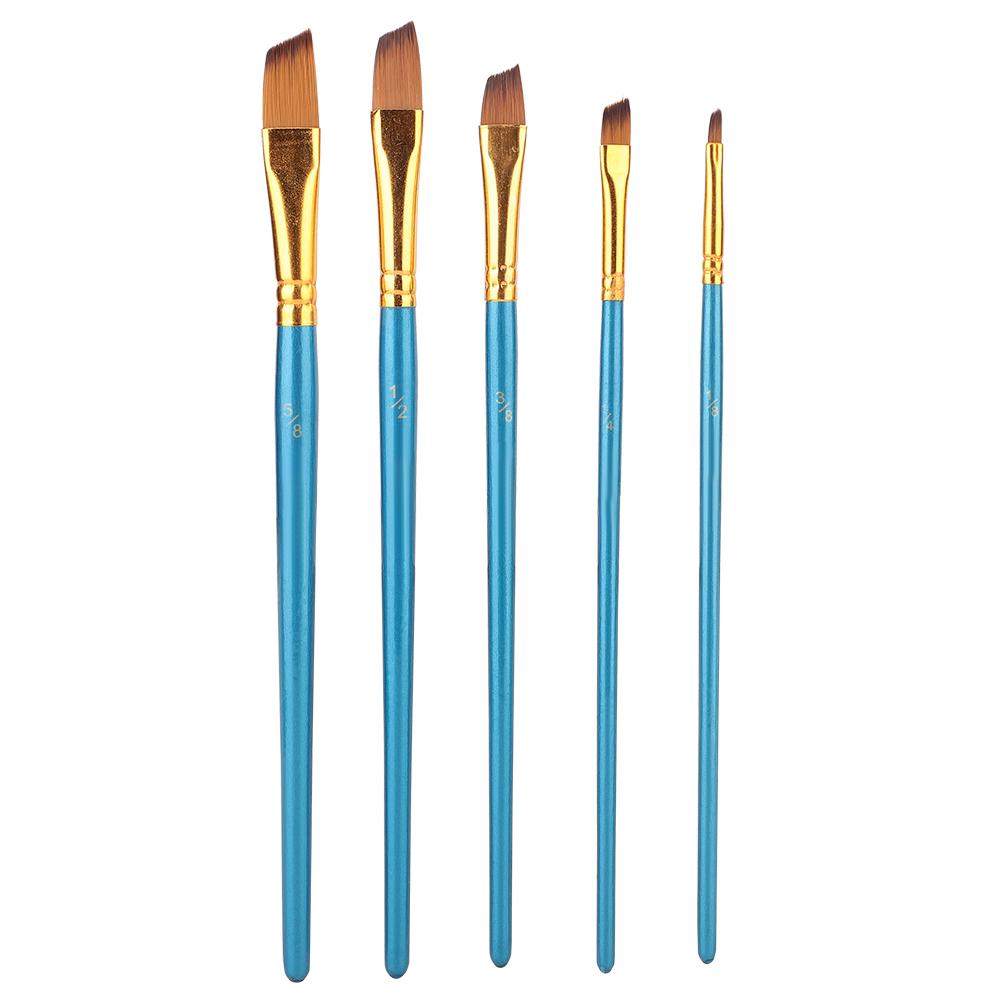 5Pcs Blue Nylon Hair Drawing Brush Art Painting Set Tool(flat)