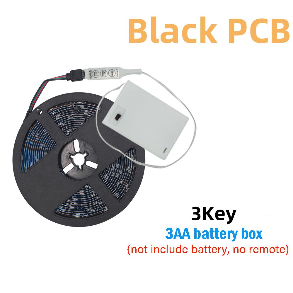 5V 5050 RGB LED Strip Light Battery Powered by 3xAA Waterproof Flexible TV Backlight with 3 17 24 Key Remote Control