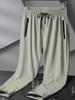 European Size Men's Floral Zipper Ice Silk Summer Sports Pants