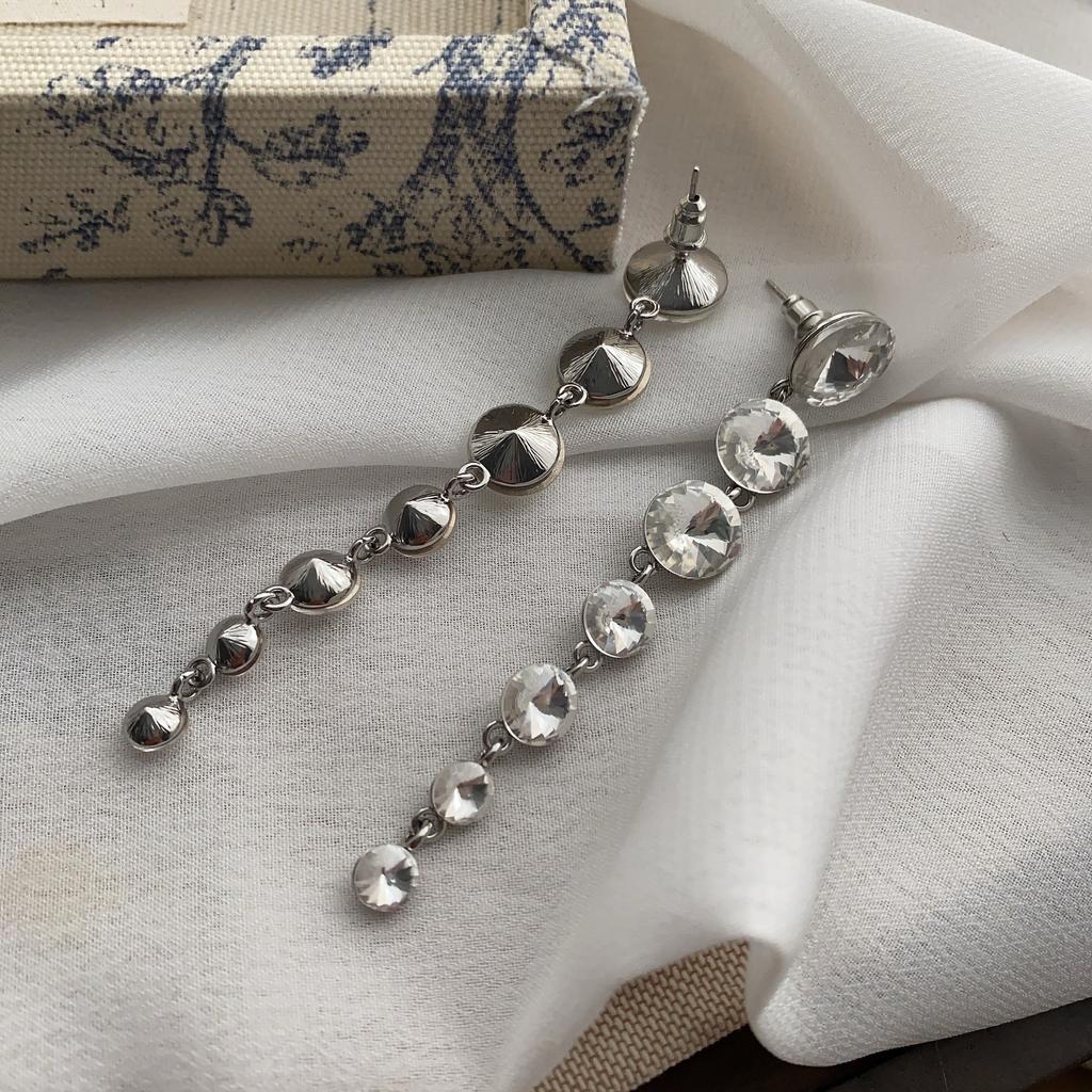 Long Round Diamond Earrings, Earrings, Trendy Atmosphere, Stud Earrings, Women'S Simple Temperament, Versatile Face, Thin Earrings