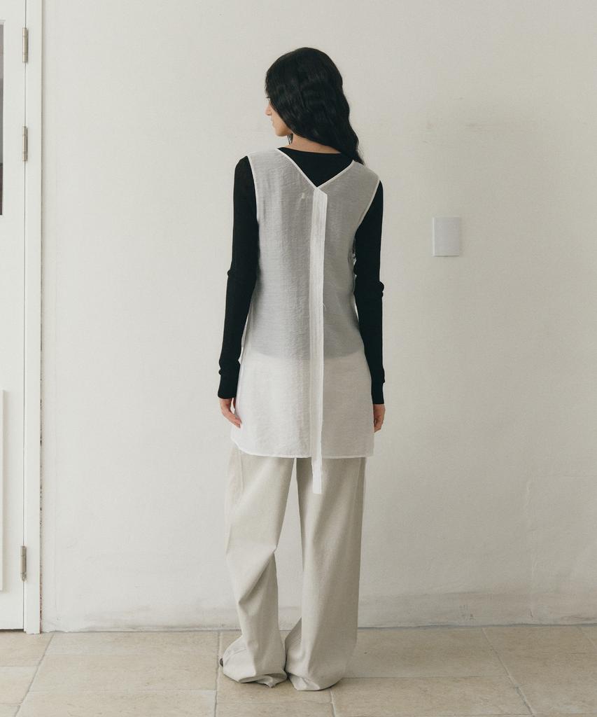 Loutaideu Sheer Layered Dress [White]