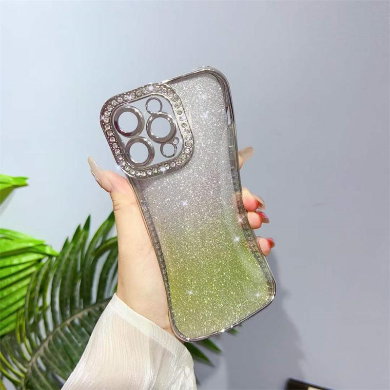 Luxury Fashion Gradient Diamond Soft TPU Phone Case For iPhone 14 13 12 11 Pro Max Electroplating Shockproof Case For iPhone 14 13 12 11