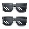 2Pcs Mosaic Sunglasses Cool Party Vintage Shades Eyewear For Men Pixelated Sunglasses Funny Women Glasses