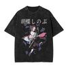 Shinobu Kocho Demon Slayers Graphic T Shirts Manga Print Washed Cotton Oversized Tshirts Men Women Clothing Short Sleeve Tees