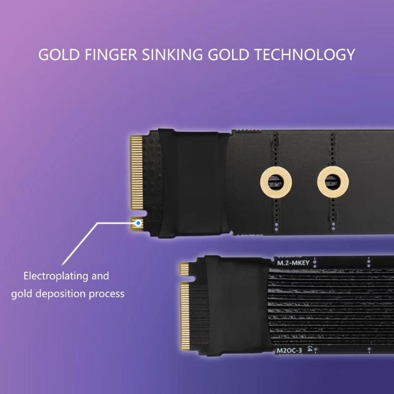 64Gbps M.2 To Oculink 4i Extension Cable PCIe4.0 Gen4 Silver Plated Cable for M.2 To SFF8611 Adapter Cable