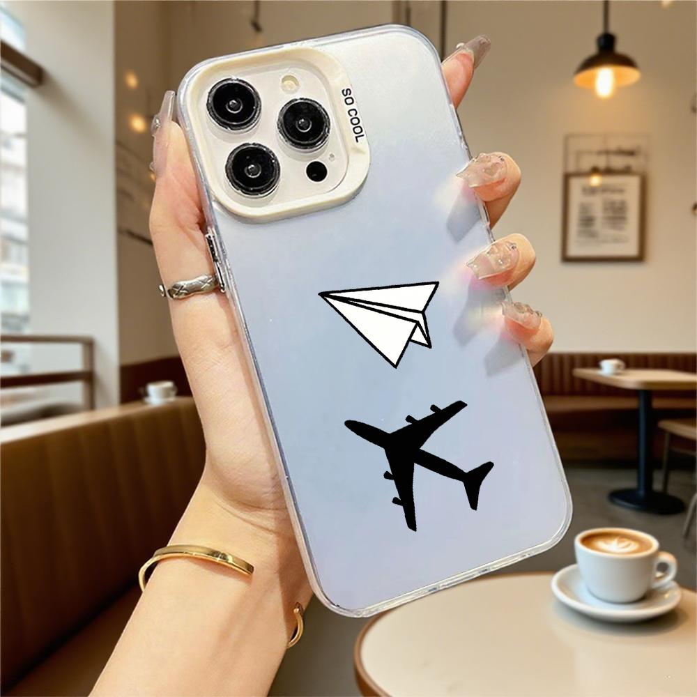 Paper Plane Jet Silhouette Hard Phone Case for Iphone 16 15 14 13 12 11 Pro Max Mini Shockproof Anti-Scratch Protective Cover