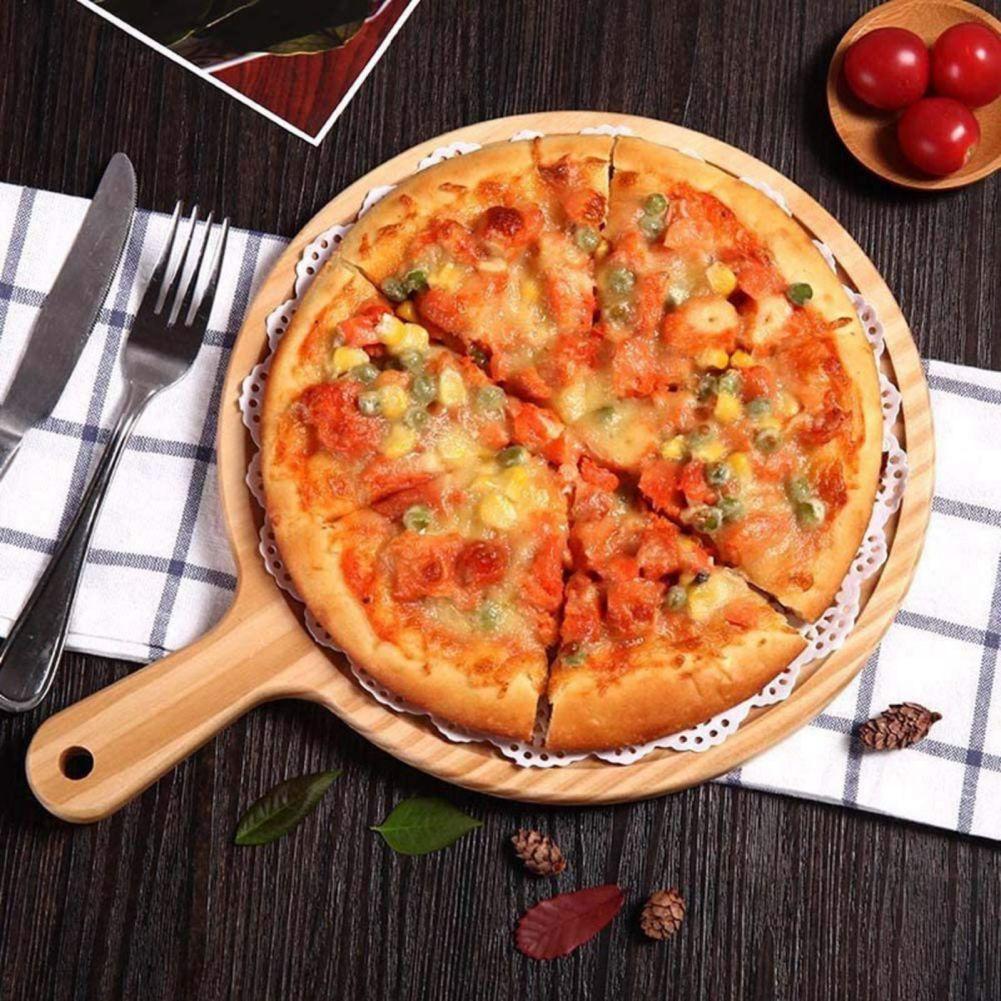 Pizza Tray Bamboo Handmade Ergonomic Handle for Bread And Cheese