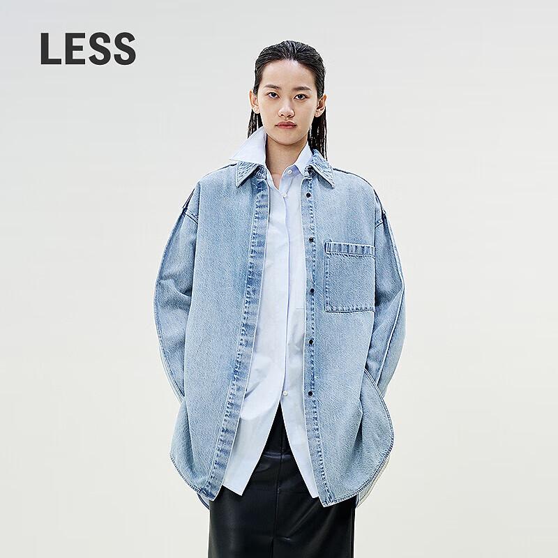 LESS 2025 Spring Loose Straight Long Denim Shirt XS