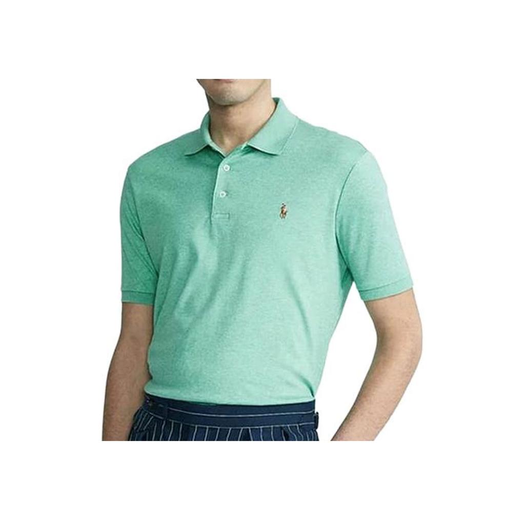 Polo Ralph Lauren Solid Color Logo Embroidered Pullover Casual Loose Short Sleeve Polo Shirt Men tops Mint-Green 710870645-009