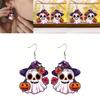Halloween Themed Ghost Pumpkin Flower Pattern Women Alien Acrylic Earrings For Holiday Celebrations