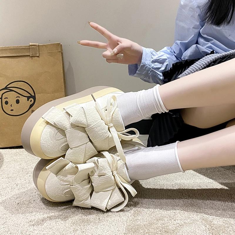 Plattform Rosett Damskor Nya Sneakers Casual Sommarsandaler Mode Snörning Promenad Dam Loafers Zapatillas Mujer