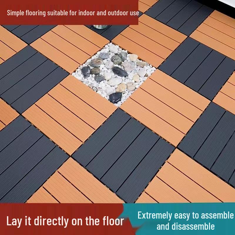 Outdoor Wood-Plastic Interlocking Flooring for Balconies, Terraces, and Courtyards