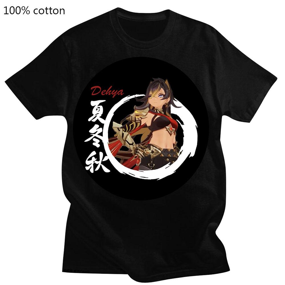 

Genshin Impact Cyno Nilau Nahida Dehya Tshirts Short Sleeve 100% Cotton Tee-shirt Graphic Print Girls T-shirt Casual Loose Tees 4XL