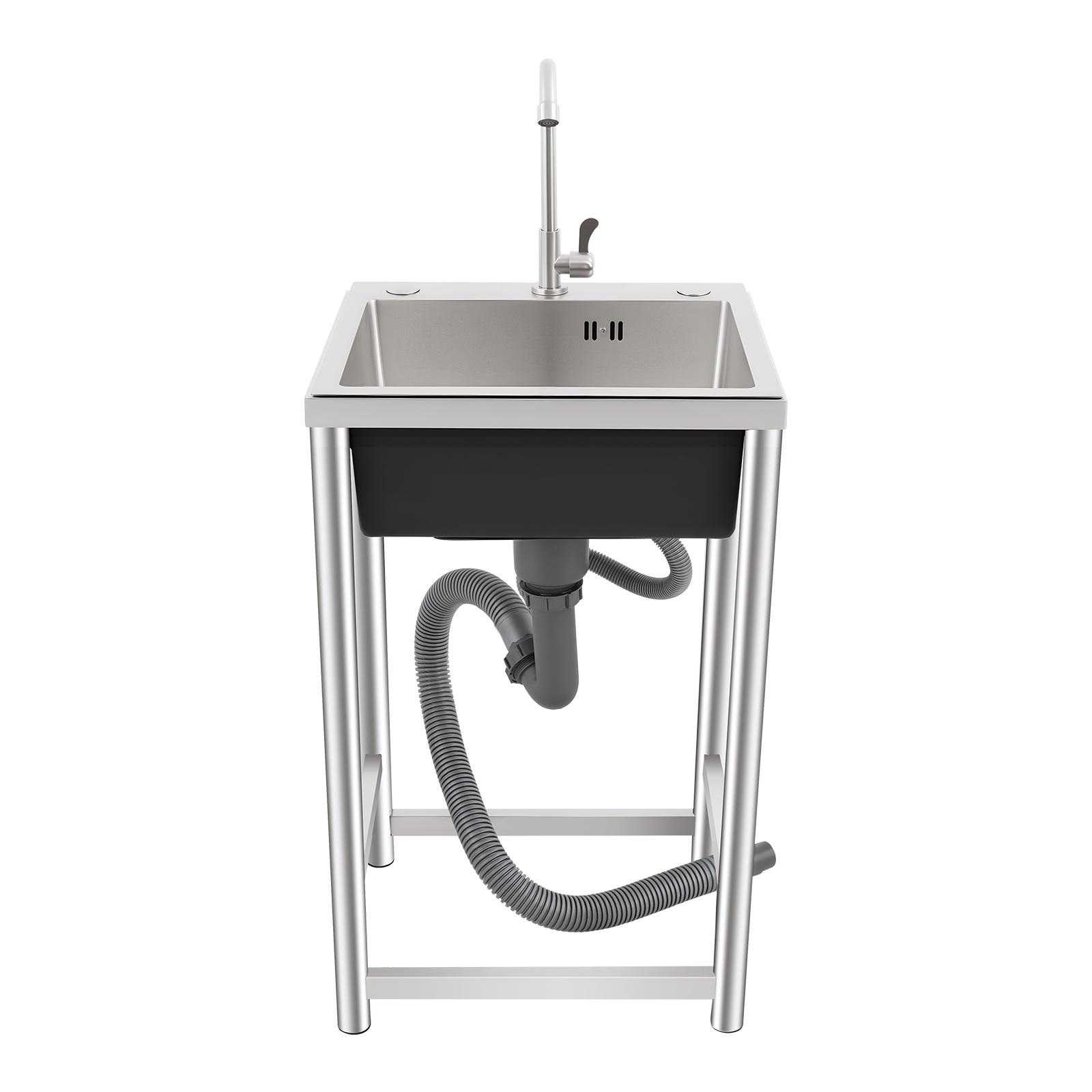 

Отдельно стоящая одночашевая мойка из нержавеющей стали, малошумная кухонная мойка, подходит для баров, дворов и ресторанов серебряный