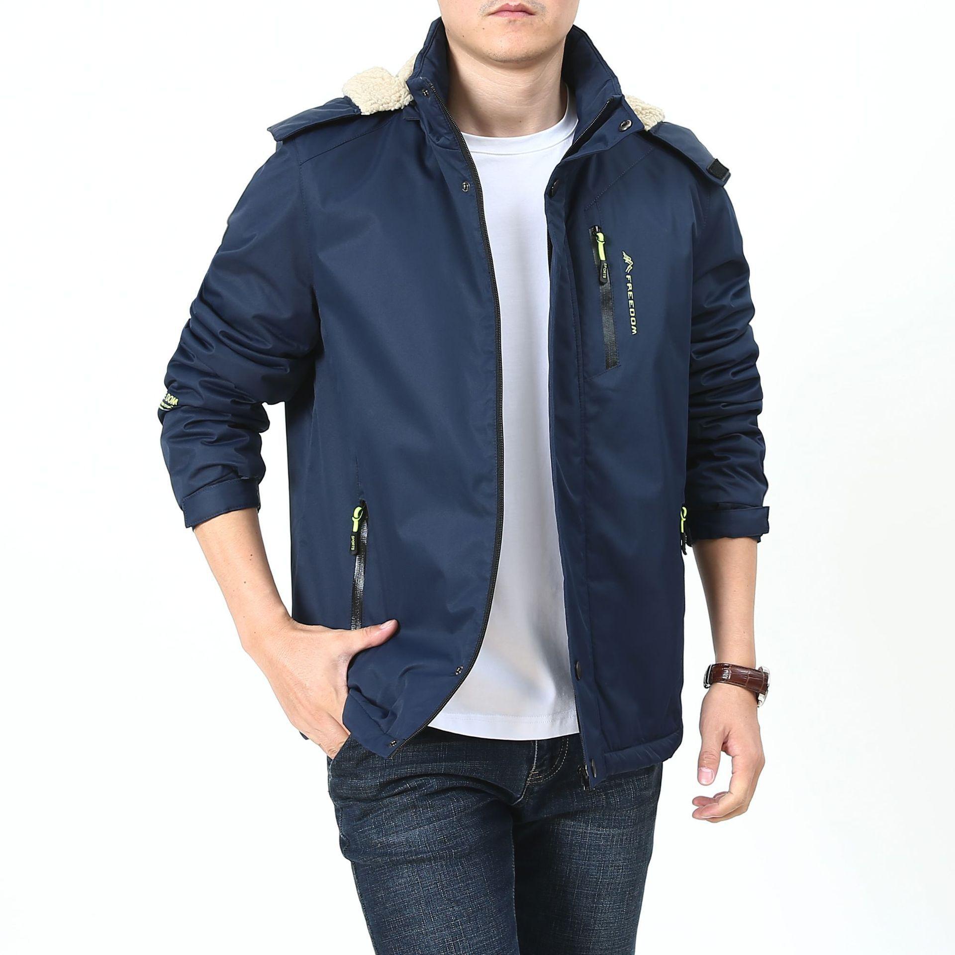 

Мужская повседневная куртка с хлопковой подкладкой и теплой шерстяной шапкой Куртка с хлопковой подкладкой для людей среднего и пожилого возраста Уличная одежда для пап Куртка с хлопковой подкладкой 4XL