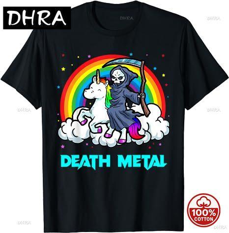 Death Metal Unicorn Unisex Cotton Tshirt Funny Brutal Nutrition Facts Concert Gift Rainbow Grim Reaper Cool Halloween Costume