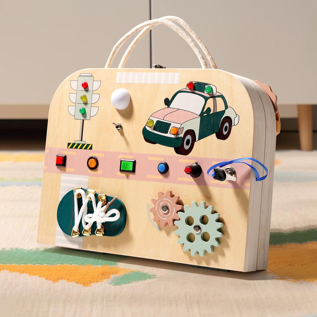 Early Learning Led Busy Board With Wooden Material And Interactive Switch For Preschool Kids