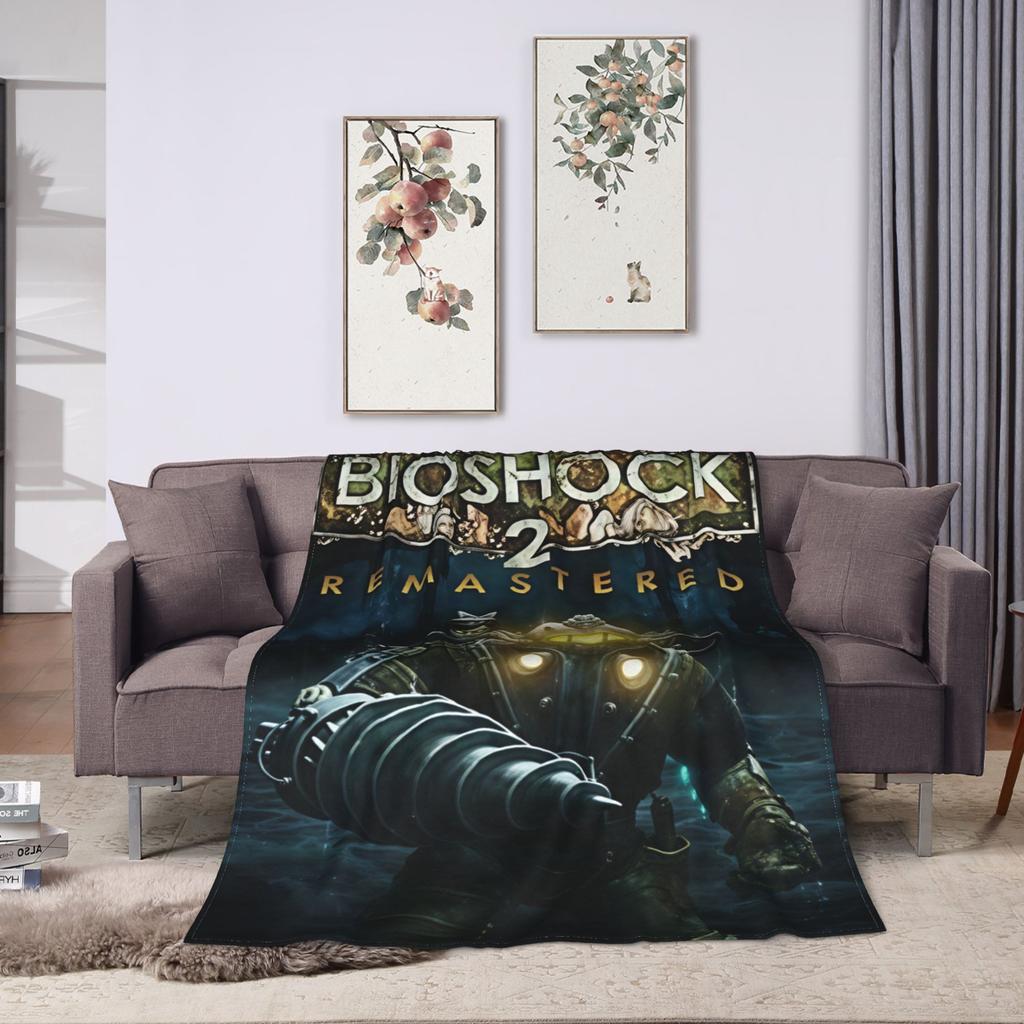 B-BioShocks 2 Remastered Super Soft Blanket Airplane Plush Throw Blanket Pattern Couch Chair Flannel Bedspread Sofa Bed Cover