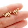 Simple T Bar Stud Earrings for Women Small Animal Ear Studs Punk Dove Leaf Dragonfly Spider Earings Fashion Jewelry Pendientes
