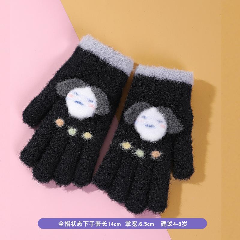 Cartoon Kinderhandschuhe Winter verdickt Jungen und Mädchen Outdoor Plüsch warm Fünffingerüberzug kleines Mädchen Frostschutz Fingerüberzug weiblich