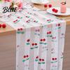 Anniversary Table Runner Soft Polyester Cherry Lemon Runner Strawberry Sheer Tulle Pattern Summer Overlay Seasonal